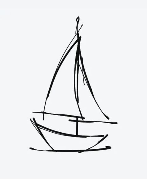 Sailboat Tattoo Minimalist, Small Sailboat Drawing, Drawing Boats Ideas, Boat Tatoos Small, Mini Sailboat Tattoo, Simple Sail Boat Drawing, Boat Simple Drawing, Simple Sailboat Painting, Sailboat Sketch Simple