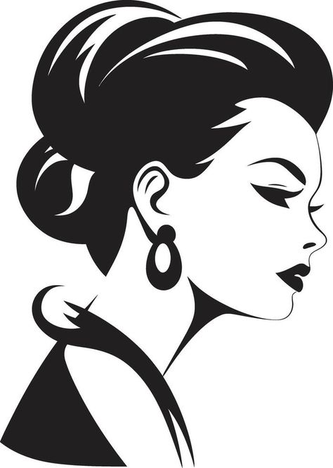 Chic Silhouettes ic Beauty Element in Womans Face Elegant Essence Emblematic for Womans Face Elegant Essence, Womans Face, Pencil Shading, Digital Abstract, Vector Sketch, Stencil Art, Creative Branding, Mood Boards, Adult Coloring