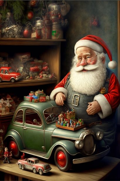 Santa Pics, Santa Images, Santa Claus Pictures, Christmas Poem, Santa Claus Images, Santa Art, 1950s Christmas, Christmas Scenery, Christmas Artwork