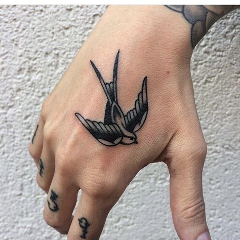 Swallow Hand Tattoo, Golondrinas Tattoo, Ceramics Pattern, Traditional Swallow Tattoo, Swallow Tattoos, Swallow Tattoo Design, Swallow Bird Tattoos, Vogel Tattoo, Sparrow Tattoo