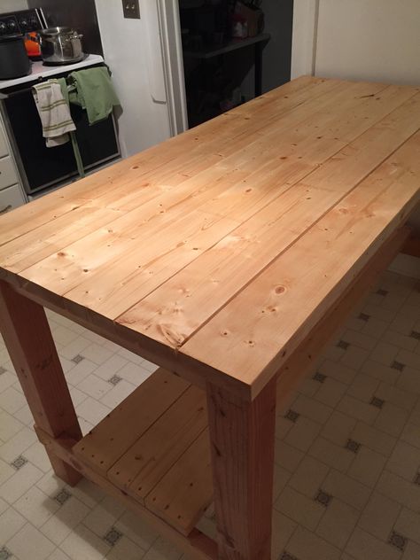 Diy Kitchen Island From Table, Kitchen Work Table Diy, Diy Kitchen Work Table, Kitchen Islands Diy, Diy Island Kitchen Cheap, Diy Rustic Island, Diy Rustic Kitchen Island, Easy Kitchen Island, Diy Island Kitchen