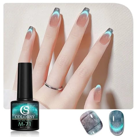 Nail Polish Blue, Magnetic Gel Polish, Long Nail Art, Hello Nails, Spring Nail Designs, Gel Nails Diy, Simple Gel Nails, Blush Nails, Nail Art Ombre