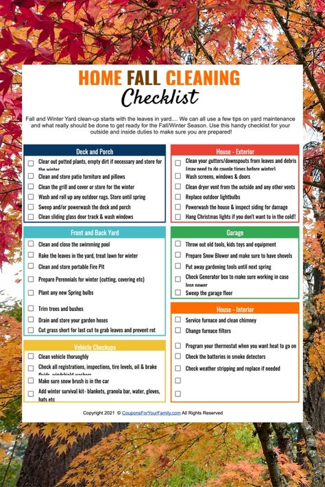 Ultimate Fall Yard Cleanup Checklist Yard Cleaning Checklist, Fall Yard Clean Up Checklist, Fall Cleanup Yard, Fall Yard Clean Up, Fall Home Maintenance Checklist, Yard Clean Up Tips, September Checklist, Fall Cleaning Checklist, Household Cleaning Schedule