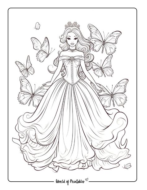 Coloring Books Princess, Drawing Ideas Printable, Disney Princess Coloring Sheets Free Printable, Coloring Disney Princess, Free Printable Barbie Coloring Pages, Princess Pictures To Color, Disney Princess Colouring Printables, Free Princess Printables, Disney Coloring Pages Princess