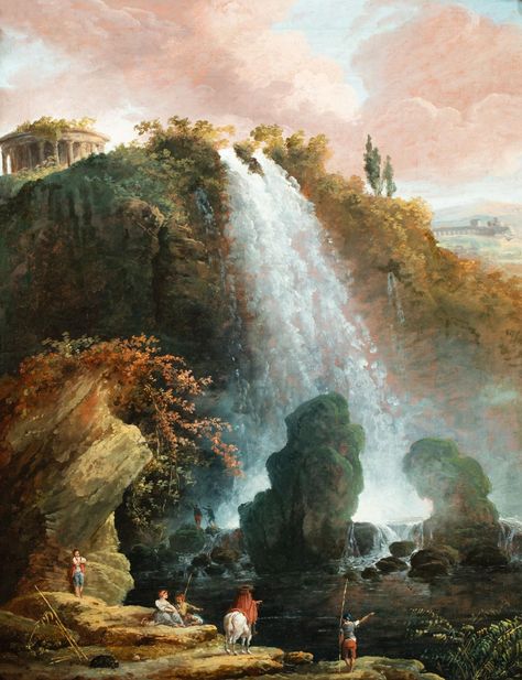 Sold at Auction: The Tivoli waterfalls with the Temple of the Sibyl Hubert Robert, King Picture, Pompeii Ruins, Prison Life, Palace Of Versailles, Pompeii, Ancient Rome, The Temple, French Art