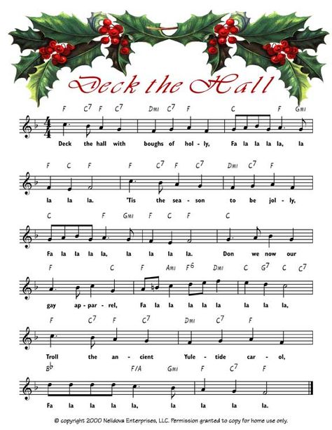 Deck the Hall link to printable xmas sheet music for decorations. Christmas Carols Lyrics, Christmas Songs Lyrics, Sheet Music Crafts, Xmas Songs, Christmas Lyrics, Christmas Sheet Music, Music Crafts, Christmas Carols, Christmas Songs