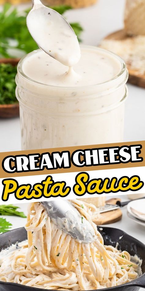 Cream Cheese Garlic Sauce, Cream Cheese Cheese Sauce, Cream Cheese Based Pasta Sauce, Cream Cheese Pasta Sauce Easy, Parmasean Cream Sauce Pasta, White Cheese Sauce For Pasta, Sour Cream Sauce For Pasta, Cheese Sauce With Cream Cheese, Cream Cheese White Sauce