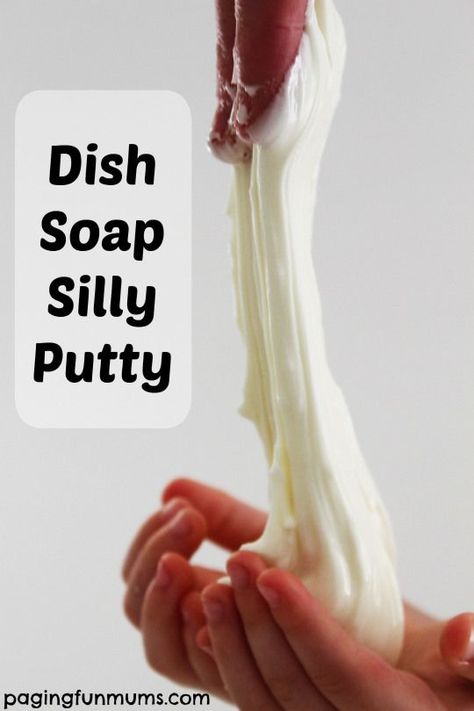 Dish Soap Silly Putty - sensory fun Clouds Science, Balloon Rocket, Magic Tea, Experiments Kids, Sensory Activity, Silly Putty, Rainbow Rain, Dinosaur Eggs, Messy Play