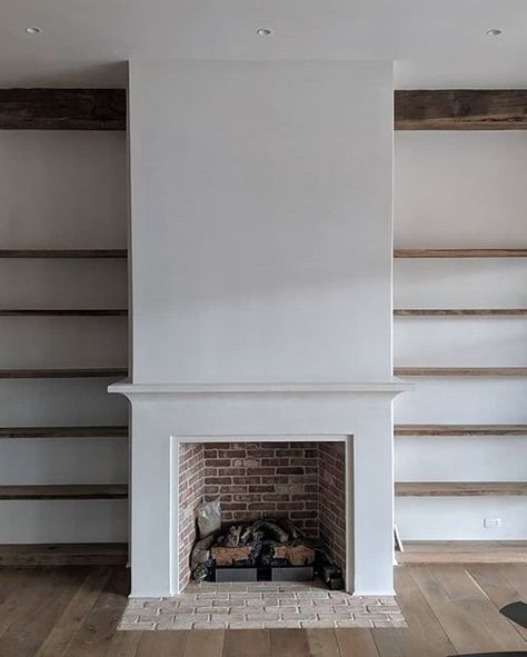 Tadelakt Plaster Fireplace, Large Plaster Fireplace, Plaster Fireplace With Bookshelves, Plaster Fireplace Surround With Wood Mantle, Plaster Fireplace Over Brick, Plaster And Tile Fireplace, Drywall Fireplace Surround, Lime Plaster Fireplace, Plaster Fireplace With Built Ins