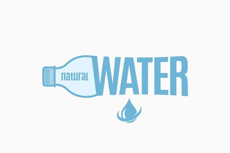 Bottle of water design. Water bottle logo on white background.  When developing design were complied proportion, symmetry, shape, etc.  All letters are converted to curves. product contains the following file types: AI, EPS, JPG Water Bottle Logos, Logo Design Water, Bottle Logo, Frozen Hot Chocolate, Bottle Of Water, Beauty Water, All Letters, Water Bottle Design, Collage Template