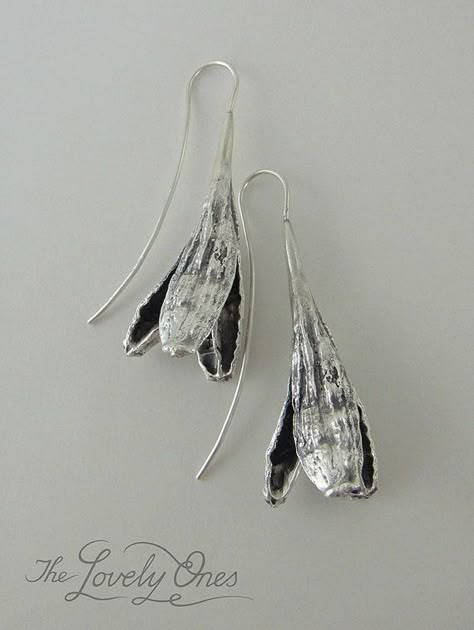 Lost Wax Jewelry, Wax Jewelry, Precious Metal Clay Jewelry, Silver Metal Clay, Metal Jewelry Making, Ginkgo Leaves, Seed Pod, Silver Gold Jewelry, Silver Clay