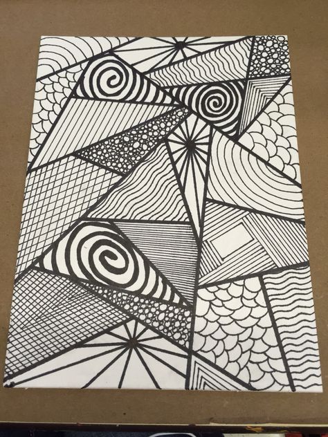 Large Doodle Art, Simple Sharpie Doodles, Cool Drawing Designs Patterns, Random Lines Art, Pattern Drawing Ideas Easy, Big Doodle Art, Cool Designs To Draw Pattern Doodles, Sharpie Doodles Easy, Black Sharpie Art