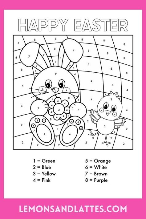 Are you looking for some fun Easter activities you can do indoors? These free Easter color by number printables are perfect for all ages! Easter Fun Worksheets, Easter Colour By Number Free Printable, Easter For Kids Activities, Easter Puzzles For Kids, Easter Color By Number Free Printables, Easter Activity Sheets Free Printables, Easter Worksheets Kindergarten Free, Easter Puzzles Printable, Easter Eggs Activities