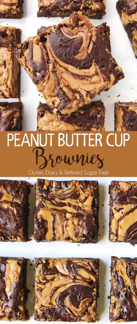 Peanut Butter Cup Brownies - The Dish On Healthy Brownie Recipe With Cocoa, Protein Brownies Recipe, Peanut Butter Powder Recipes, Peanut Butter Brownies Recipe, Peanut Butter Cup Brownies, Cocoa Powder Recipes, Chocolate Peanut Butter Desserts, Chocolate Peanut Butter Brownies, Dairy Free Brownies