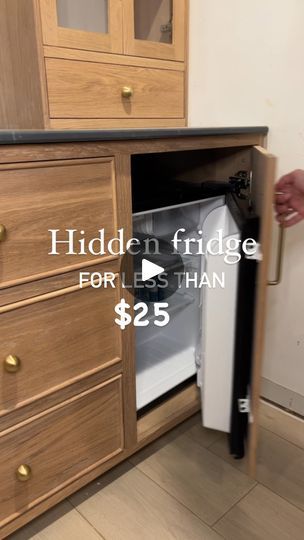 Cabinet To Hide Refrigerator, Deep Freezer Cover Ideas, Hidden Fridge Built Ins, Hidden Refrigerator, Hidden Fridge, Built In Fridge, Cabinet Fridge, Tiny Kitchens, Integrated Fridge Freezer