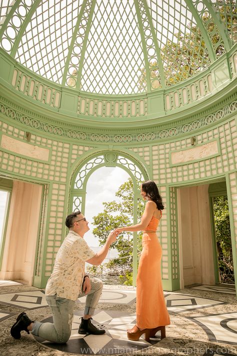 Magical Proposal, Museum Proposal, Garden Proposal, Vizcaya Museum And Gardens, Museum Garden, Vizcaya Museum, Colorful Murals, Dream Engagement, Proposal Engagement