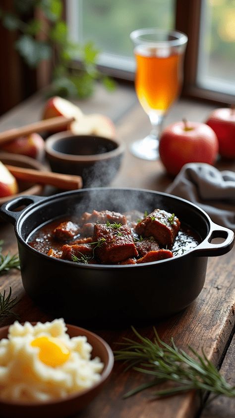 Apple Cider Braised Short Ribs Apple Cider Short Ribs, Pork Short Ribs, Braised Short Ribs Recipe, Best Apple Cider, Short Ribs Recipe, Braised Short Ribs, Beef Short Ribs, Rib Recipes, Short Ribs