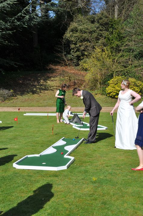 Crazy Golf Wedding. See more: http://goo.gl/nvIcR8 #wedding #weddingactivities #events Clay Pigeon Shooting, Golf Wedding, Clay Pigeons, Crazy Golf, Wedding Activities, Mini Golf, Outdoor Activities, Golf Courses, See More