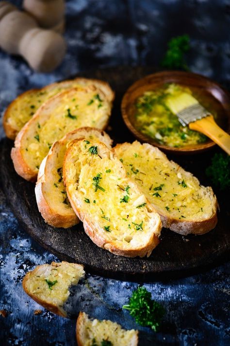 Awesome Bread. #Food #Bread Garlic Bread Photography, Garlic Herb Bread Recipe, Garlic And Herb Bread, Homemade Fish Fingers, Garlic Herb Bread, Phyllo Dough Recipes, Bread Quick, Simple Snacks, Fish Fingers