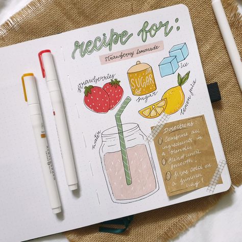 Recipe Illustration In Your Bullet Journal Using Acrylograph Pens – Archer and Olive Recipe Journaling, Whimsical Doodles, Recipe Illustration, Scrapbook Recipe Book, Archer And Olive, Homemade Recipe Books, Recipe Book Design, Work Logo, Recipe Book Diy