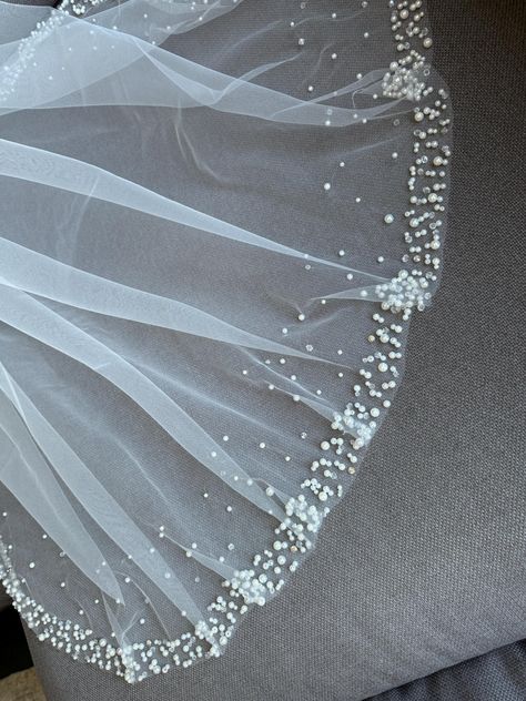 Veil pearl veil wedding pearls veil long veil beaded veil bridal veil handmade veil embroidery veil with pearls edge veil fingertip veil Pearls Veil, Pearl Veil Wedding, Pearl Edge Veil, Embroidery Veil, Veil Embroidery, Pearl Wedding Veil, Veil With Pearls, Veil Pearl, Beaded Veil