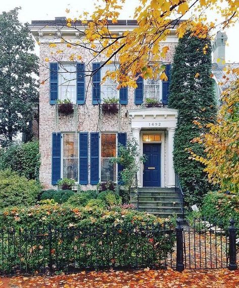 City Exterior, Old Brick House, Uk Houses, Blue Shutters, Dc United, Brick Exterior House, Casa Exterior, Cute House, House Goals