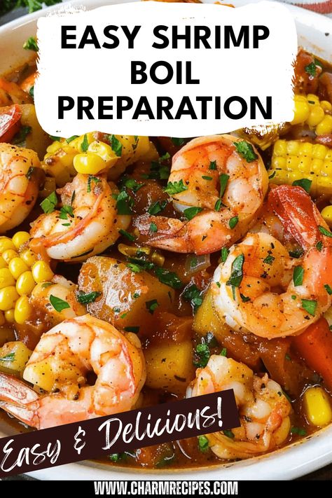 Learn how to prepare a fantastic shrimp boil that is flavorful and sure to impress your family and friends. This simple step-by-step guide covers choosing the right shrimp, vegetables, and spices to create the perfect seafood feast. Gather your loved ones around a large pot filled with shrimp, corn, potatoes, and spices and enjoy a evening filled with joyful flavors. Perfect for summer parties, family gatherings, or beach-inspired celebrations, this shrimp boil recipe will become your go-to dish for festive occasions. Get excited to share good times over a delicious meal! Seafood Boil Shrimp, Shrimp Boil In Oven, Easy Shrimp Boil Recipe, Easy Shrimp Boil, Boil Shrimp, Crock Pot Shrimp, Shrimp Boil Party, Shrimp And Crab Boil, Boiled Shrimp