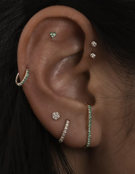 Ear Mapping Piercing Ideas, Snake Bite Ear Piercing, Snake Bite Piercing Ear, Fluffy Earrings, Aesthetic Piercings, Anti Helix Piercing, Different Types Of Piercings, Earrings Stack, Ear Styling