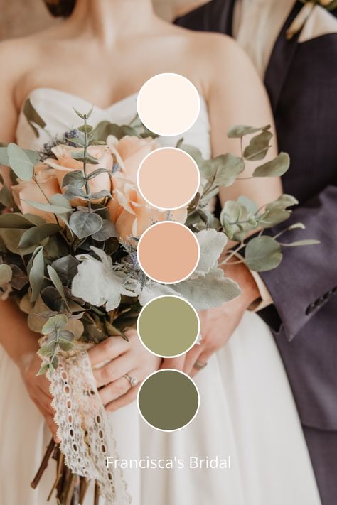 Spring Wedding Color Ideas, August Wedding Colors, Peach Wedding Theme, Winter Wedding Color Ideas, Peach Wedding Colors, Sage Green Wedding Colors, Wedding Theme Color Schemes, Wedding Color Schemes Spring, Spring Wedding Color Palette