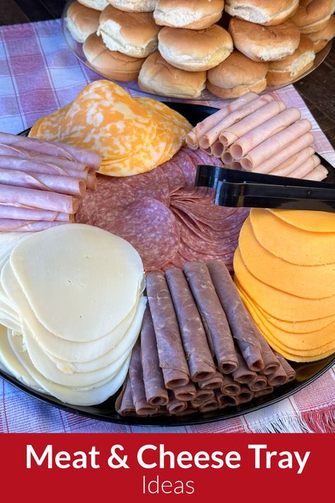 Tray filled with neatly arranged meats and cheeses. Deli Platter Ideas Meat Trays, Make Your Own Sandwich Platter, Deli Tray Ideas Diy Party Platters, Food Tray Ideas, Deli Platters, German Breakfast, Deli Tray, Meat And Cheese Tray, Meat Trays