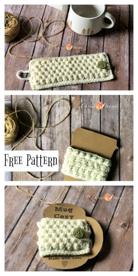 Crochet Mug Hug, Coffee Mug Wrap Free Crochet, Coffee Mug Crochet Cozy Pattern, Crochet Coffee Mug Cozy, Crochet Stanley Cup Accessories, Cup Cozy Template Free Printable, Coffee Cup Cozy Crochet Pattern Free, Fast Crochet Patterns, Christmas Cup Cozy