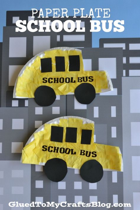 Paper Plate School Bus - Kid Craft School Bus Craft, School Crafts For Kids, Bus Craft, School Bus Crafts, Back To School Crafts For Kids, Auto Party, Bus Crafts, September Crafts, Kindergarten Projects