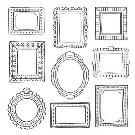 Doodle Frame, Doodle Frames, Antique Picture Frames, Drawing Frames, Artist Journal, Art Lessons For Kids, Cute Frames, Doodle On Photo, Doodle Lettering