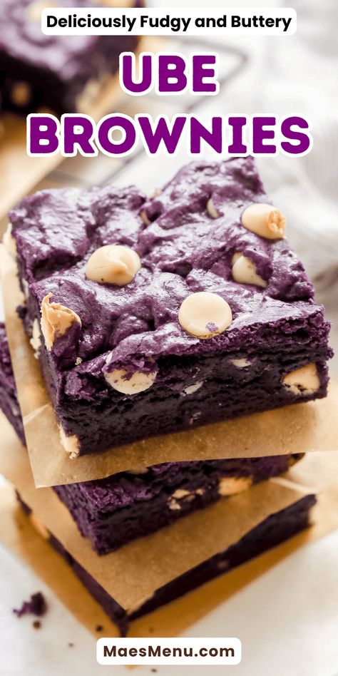 Ube Brownies Filipino Desserts, Ube Bars Recipe, Ube Sugar Cookie Recipe, Ube Cookies Recipes, Ube Muffins Recipe, Ube White Chocolate Chip Cookie, Easy Ube Recipes, Ube Snacks, Purple Brownies