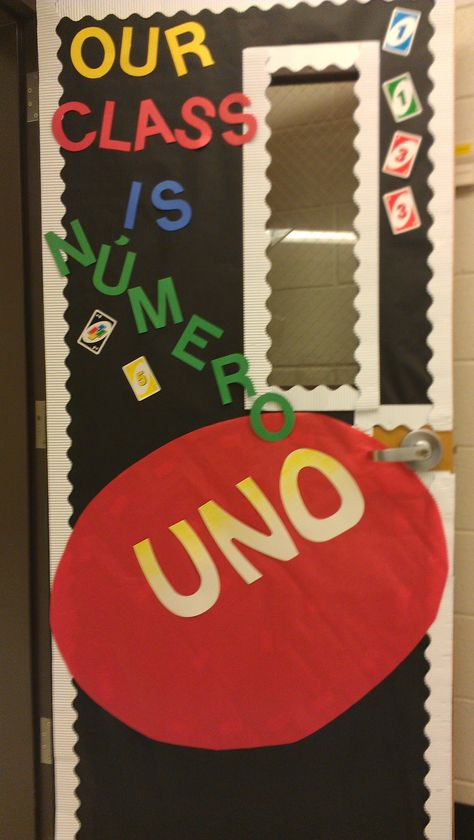 Uno Uno Door Decorations, Board Game Decorations Classroom, Uno Bulletin Board Ideas, Game Classroom Theme, Video Game Classroom, Game Decorations, Classroom Door Ideas, Board Game Themes, Elementary Bulletin Boards