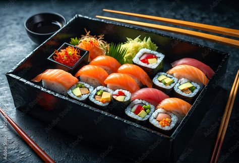 Download Japanese sushi on a plate Stock Photo and explore similar images at Adobe Stock. Sushi Reference Photos, Sushi Reference, Japanese Sushi, Reference Photos, Adobe Stock, Stock Photos