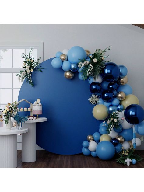 [Package Include]You will receive one 6.56ft /2m diameter royal blue round backdrop cover and 2pcs backdrop clips. The background can be applied to different size of arches which is Less than or equal to 7.2ft. (Note: Not include circle stand.) [Premium Material]The round background is made of high quality polyester material, well sewn, thicker, durable, soft touch, tear resistant and easy to carry. No reflection, offer a good effect for shooting. [Elastic Design]Royal Blue custom backdrop with an elastic band on the back side, allows you to hang it on the stand more easier. The elasticity can be adjusted according to the stand, keep tight and prevent sliding off. [Wide Application]This circle background cover can be used for a variety of events, baby shower, birthday party, wedding, brida Blue White Gold Backdrop, Royal Backdrop, Background For Birthday Party, Royal Blue Backdrop, Background For Birthday, Round Background, Peacock Party, Circle Backdrop, Circle Background