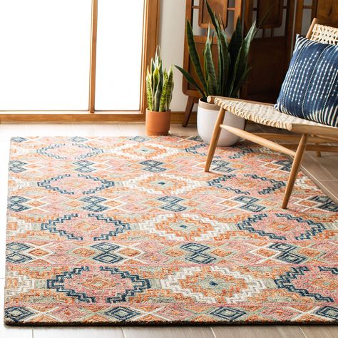 Rustic Chic Decor, Blue Color Schemes, Rug Direct, Bohemian Area Rugs, Orange Area Rug, Fine Rugs, Orange Rugs, Handmade Boho, Hand Tufted Rugs