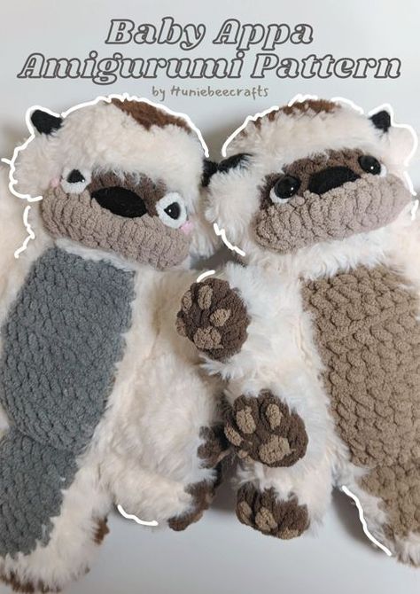 Free Baby Appa Amigurumi Pattern  - Darling 's Ko-fi Shop Totoro Plushie Pattern, Crochet Clothes Stuffed Animal, Crochet Ballon Animals Pattern, How To Crochet Elephant, Blanket Yarn Animals, Grizzly Bear Crochet Pattern, Appa Avatar Crochet Pattern Free, Crochet Animals With Chunky Yarn, Weighted Amigurumi