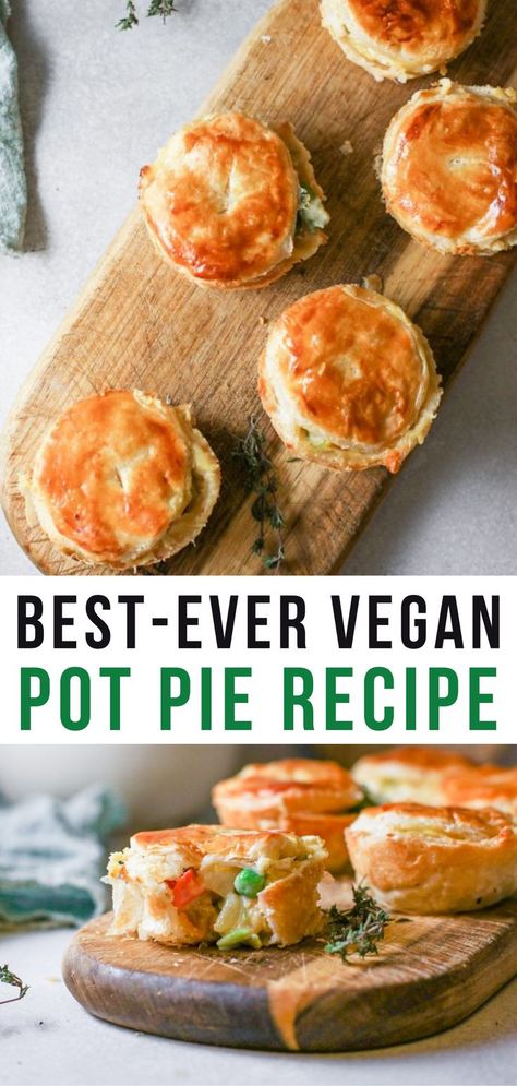 Pot Pie Easy Recipe, Recipes With Vegetables, Pot Pie Easy, Vegan Pot Pie Recipe, Pie Easy Recipe, Vegan Chicken Pot Pie, Vegan Fall Recipes, Vegan Pot Pie, Vegan Pot Pies