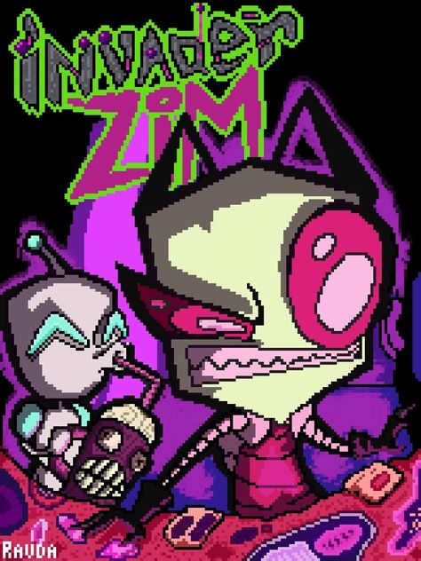 Enter The Florpus, Scene Icons, Invader Zim Characters, Scene Aesthetic, Scene Core, Scene Wallpaper, Pixel Drawing, Emo Art, Emo Wallpaper