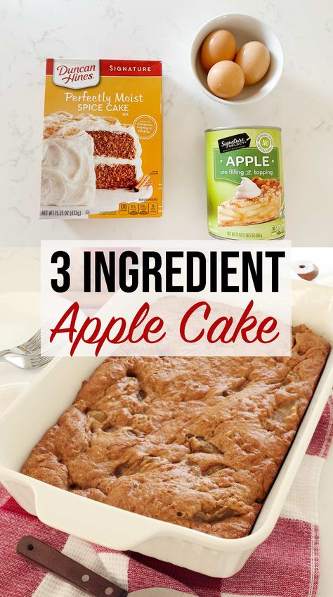 3 Ingredient Apple Spice Cake - Weekend Craft Spice Cake Mix Recipes, Apple Spice Cake Recipe, 2 Ingredient Cakes, Moist Spice Cake, Cake Mix Muffins, Recipes Using Cake Mix, Boxed Cake Mixes Recipes, 3 Ingredient Desserts, Apple Spice Cake