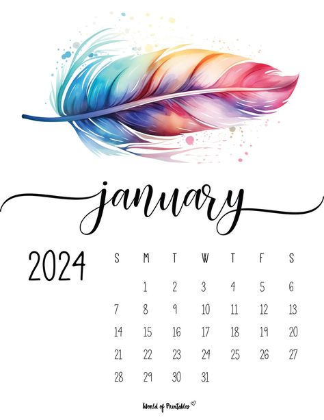 Free Printable January 2024 Calendars - World of Printables Inspirational Quotes Calendar, January Month, World Of Printables, Framed Calendar, Free Printable Calendar Templates, Modern Calendar, Cool Calendars, January Calendar, Cute Calendar