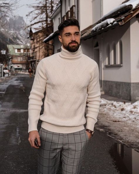 Mens Semi Formal Outfit, Turtle Neck Outfit Men, Turtleneck Outfit Men, Outfit Semi Formal, Men Outfits Aesthetic, Turtleneck Outfits, Man Lifestyle, Mens Hairstyles With Beard, Semi Formal Outfit