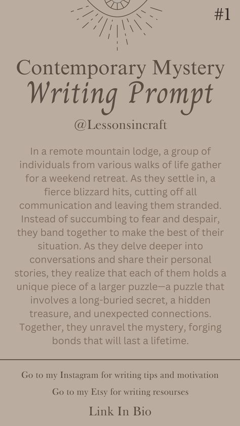 Mystery writing prompts story ideas cabin in the woods snowed in how to get published secrets nanowrimo trapped together aesthetic dark academia writer academia light academia romantic academia author dialogue prompt lessonsincraft writing resources notion templates character sheets worldbuling booktok novel writertok writergram booktube writing planner relatable writing memes get published Mystery Writing Prompts, Dark Academia Writing, Writer Academia, Dark Writing Prompts, Prompt Writing, Mystery Writing, Writing Inspiration Tips, Story Writing Prompts, Writing Memes