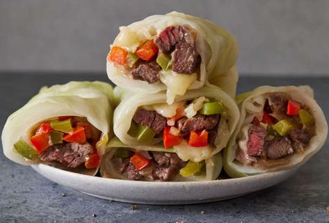 Philly Cheesesteak Cabbage Wraps Philly Cheesesteak Wraps, Steak Cabbage, Cabbage Wraps, Unstuffed Cabbage, Philly Cheese, Philly Cheesesteak, Healthy Summer Recipes, Cabbage Rolls, Philly Cheese Steak