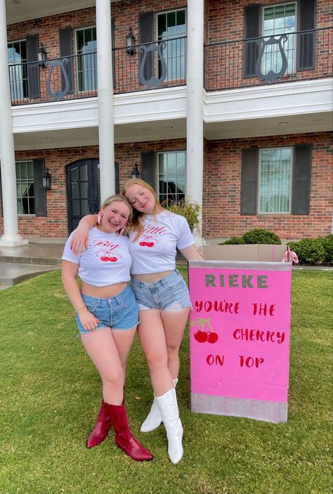 Cherry On Top Big Little Theme, Big Little Cherry Theme, Cherry Big Little Reveal, Bug Little Themes Sorority, Funny Big Little Reveal Themes, Big Little Themes, Big Little Reveal Themes, Sorority Big Little Reveal, Aesthetic Cowboy