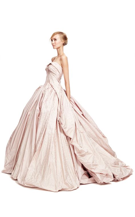 pale pink Ball gown dress with amazing draping  Zac Posen Spring 2014 Feel like a true princess with this dress Crystal Ethereal, Taffeta Gown, Pink Ball Gown, Ellie Saab, Light Lilac, Zac Posen, Ball Gown Dresses, Gorgeous Gowns, Marchesa