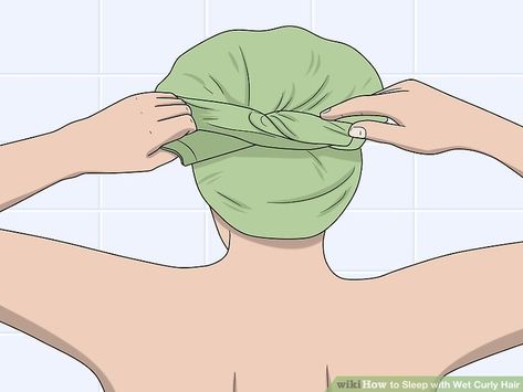 How to Sleep with Wet Curly Hair (with Pictures) - wikiHow How To Sleep With Wet Hair Curls, How To Sleep With Wet Curly Hair, Curly Hair Sleeping Tips, Wet Hair Curls, Wet Hair Overnight, Wet Curly Hair, Sleeping With Wet Hair, Beauty Maintenance, Damaged Curly Hair