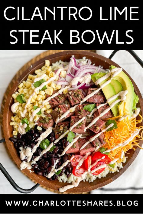 Cilantro Lime Steak, Lime Steak, Cilantro Lime Marinade, Lime Marinade, Lime Crema, Healthy Bowls Recipes, Rice Bowls Recipes, Healthy Bowls, Health Dinner